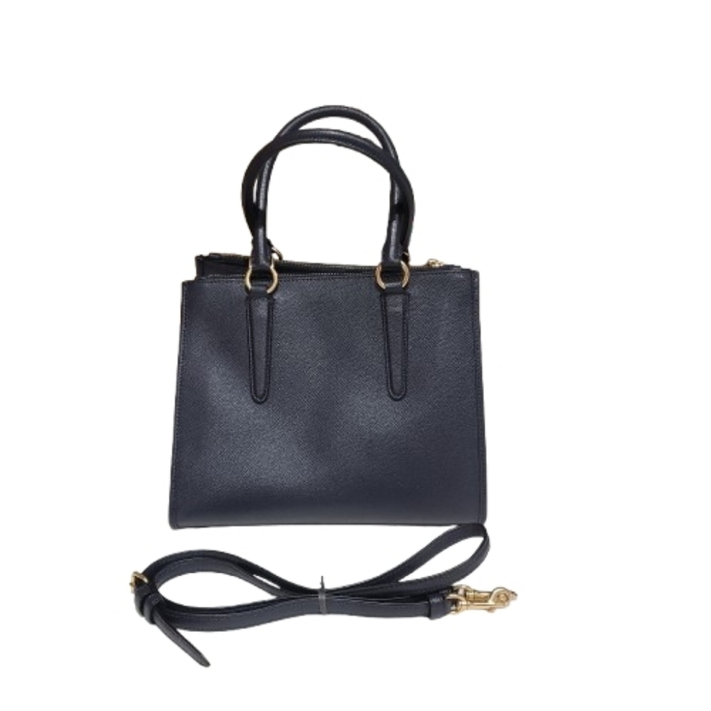 Coach Crosby Carryall Crossgrain Leather Tote Midnight Navy Satchel Shoulder Bag - Picture 4 of 16